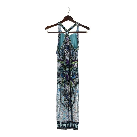 NWT Hale Bob Sleeveless Racerback Midi Dress Womens S Boho Chic Vibrant Vacation - Picture 2 of 9